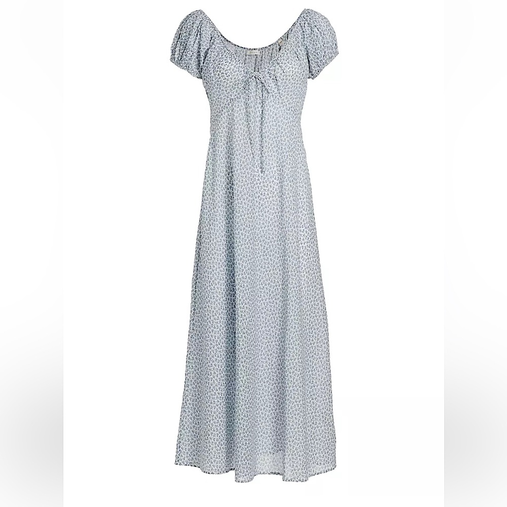 Doen Sofia Floral Printed Midi Dress Blue Bell Hill Side Bloom Size XS